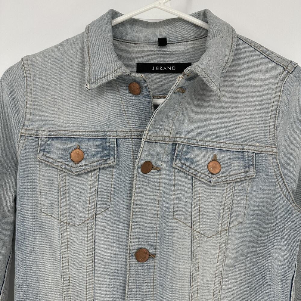 J Brand Jacket Womens XS Denim Atomic Stretch Button Up Distressed 40503225 - Picture 2 of 13